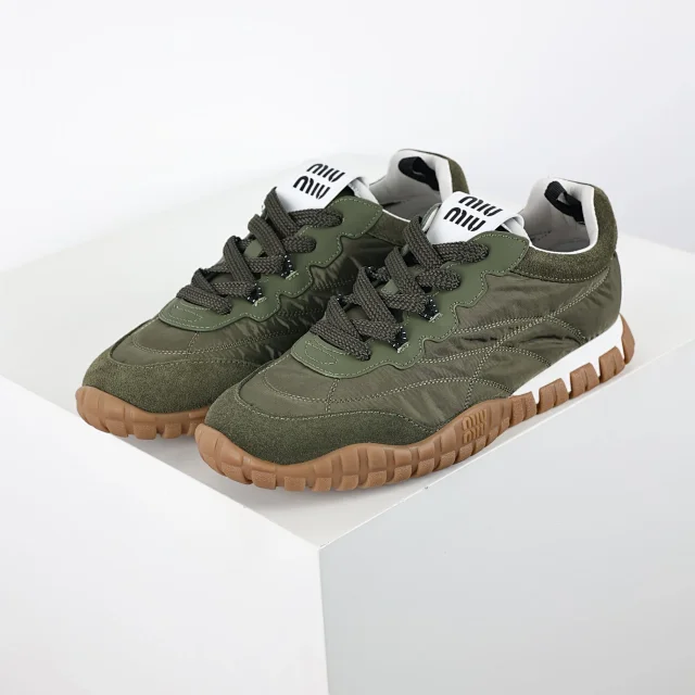 Miu Sneakers Nylon and suede lug-sole product detail image 29