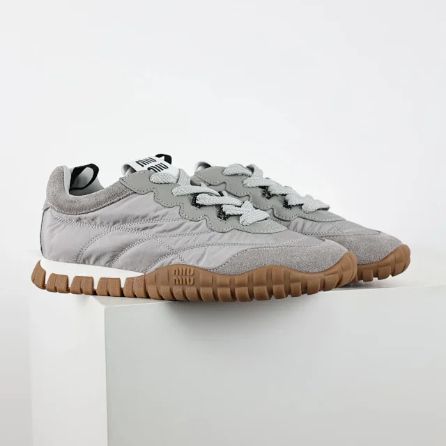 Miu Sneakers Nylon and suede lug-sole product detail image 39