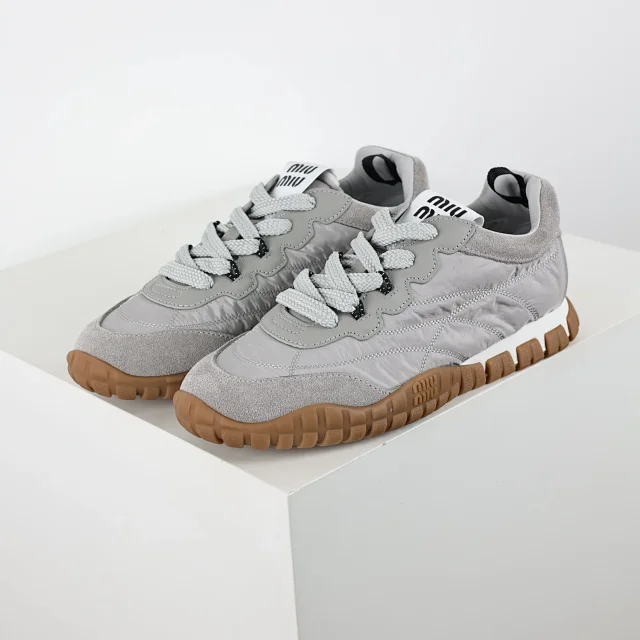 Miu Sneakers Nylon and suede lug-sole product detail image 38