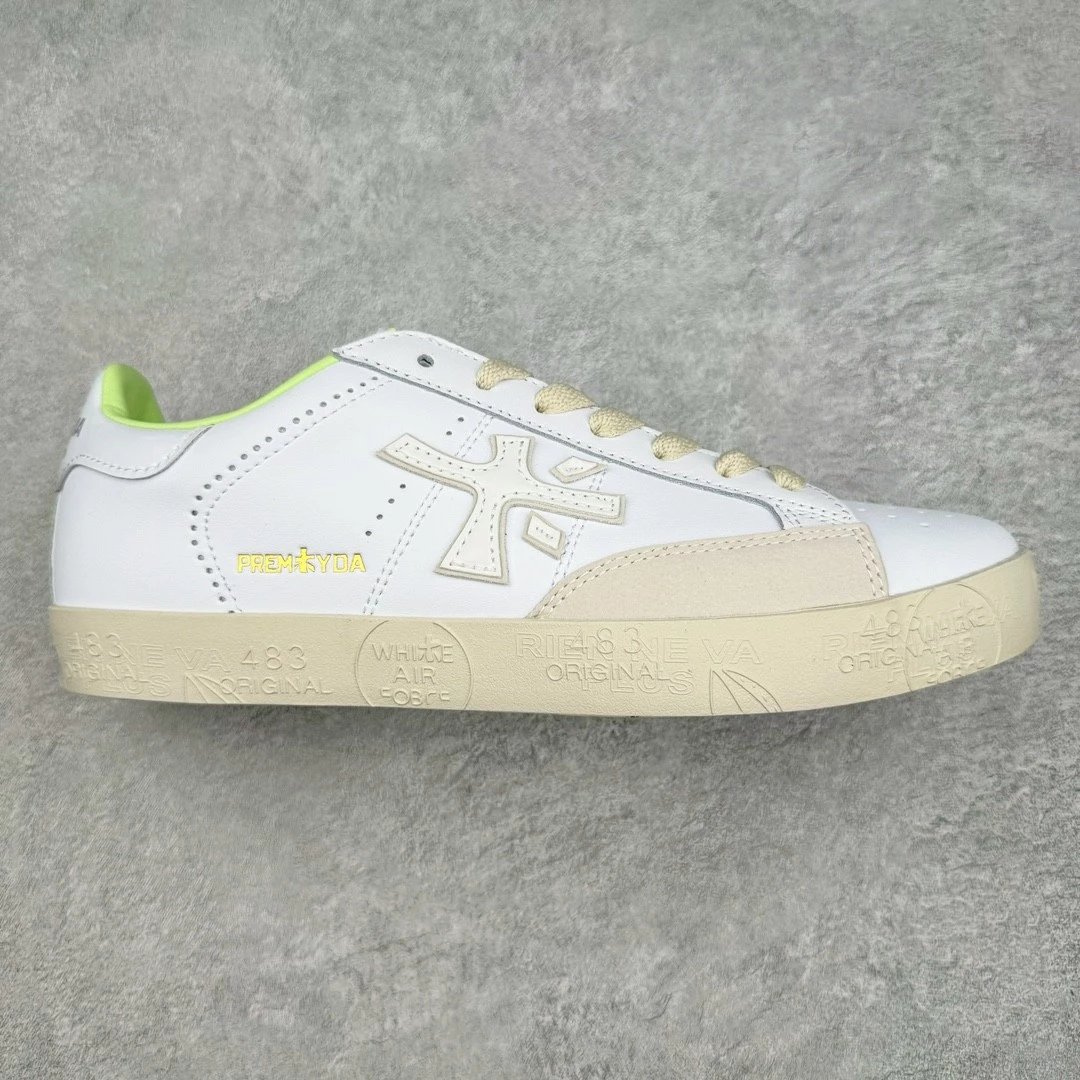 Premiata Sneakers Low-Top Lace-Up — White and green