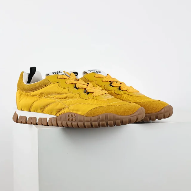 Miu Sneakers Nylon and suede lug-sole product detail image 12