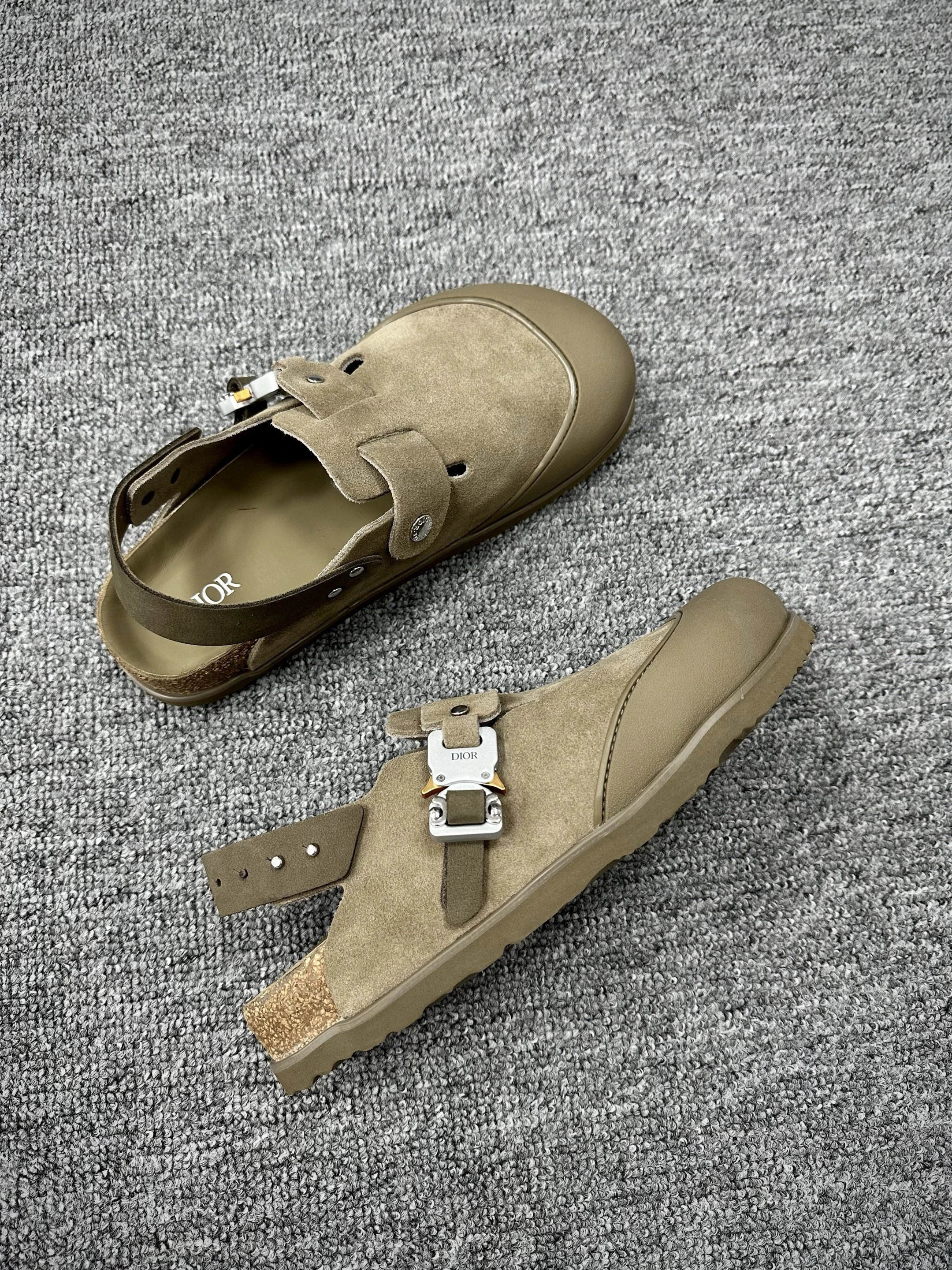 Dior Sandals Closed-Toe Cork Footbed Buckle — Brown