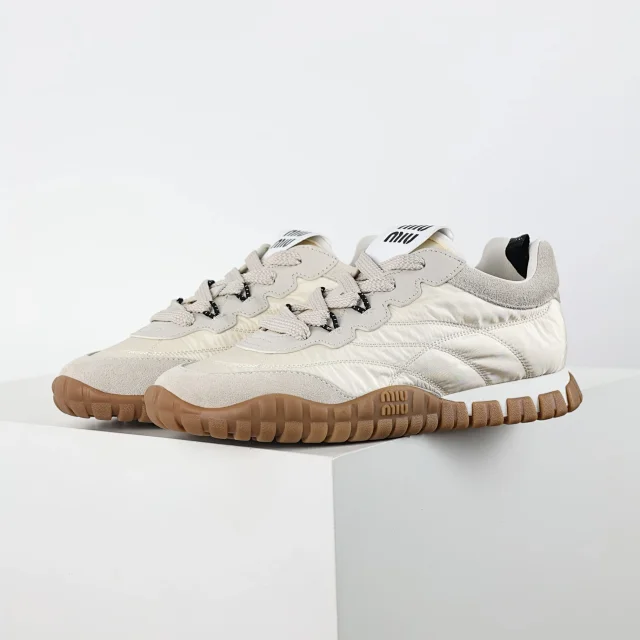 Miu Sneakers Nylon and suede lug-sole product detail image 1