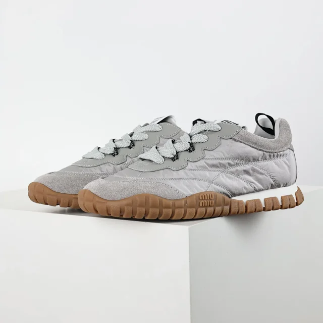 Miu Sneakers Nylon and suede lug-sole product detail image 37