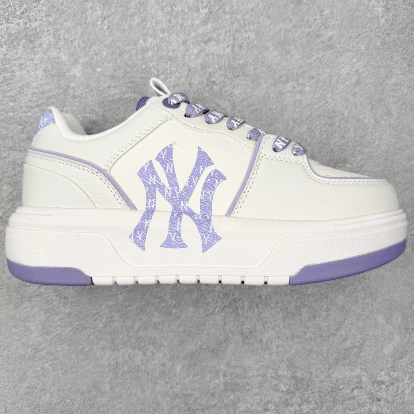 MLB Sneakers Low-Top Platform Baseball-Team Logo — White Purple