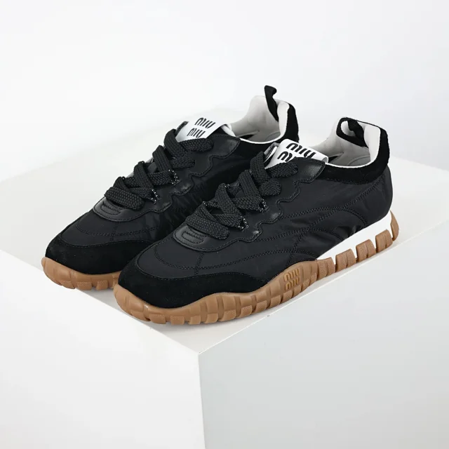 Miu Sneakers Nylon and suede lug-sole product detail image 20