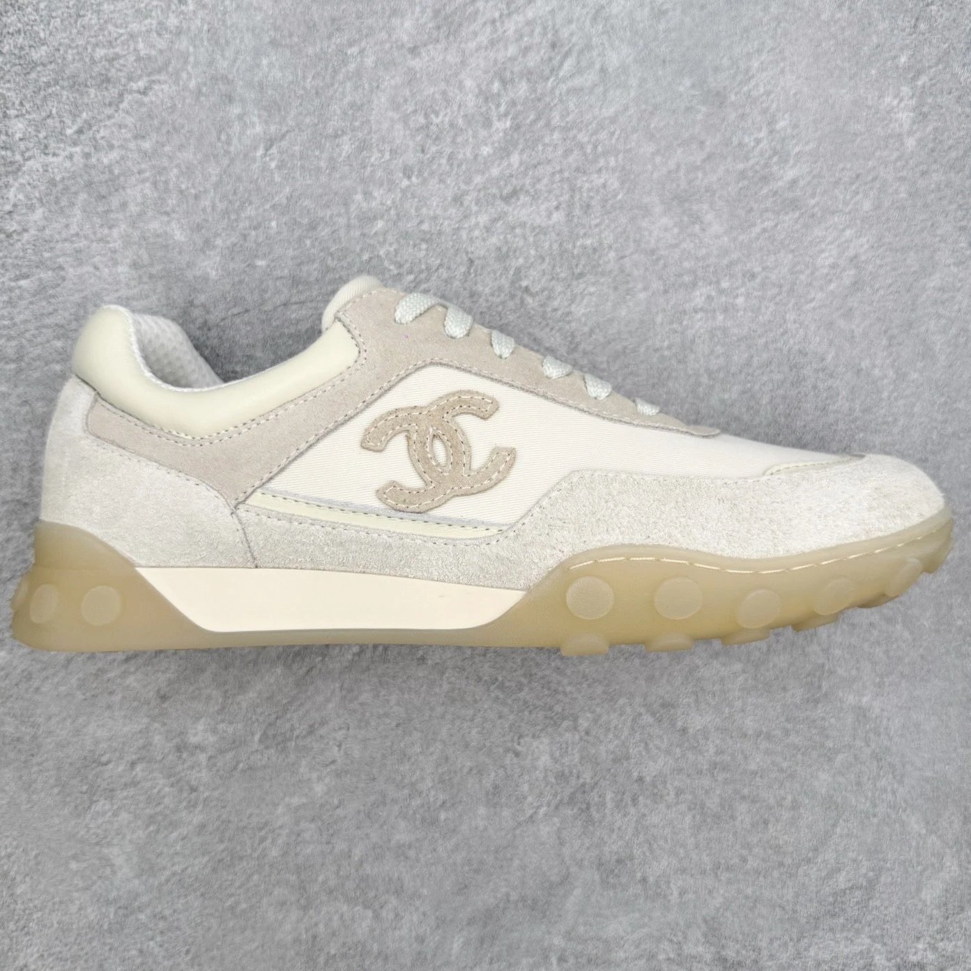 Chanel Sneakers CC Logo Suede and Textile — Beige