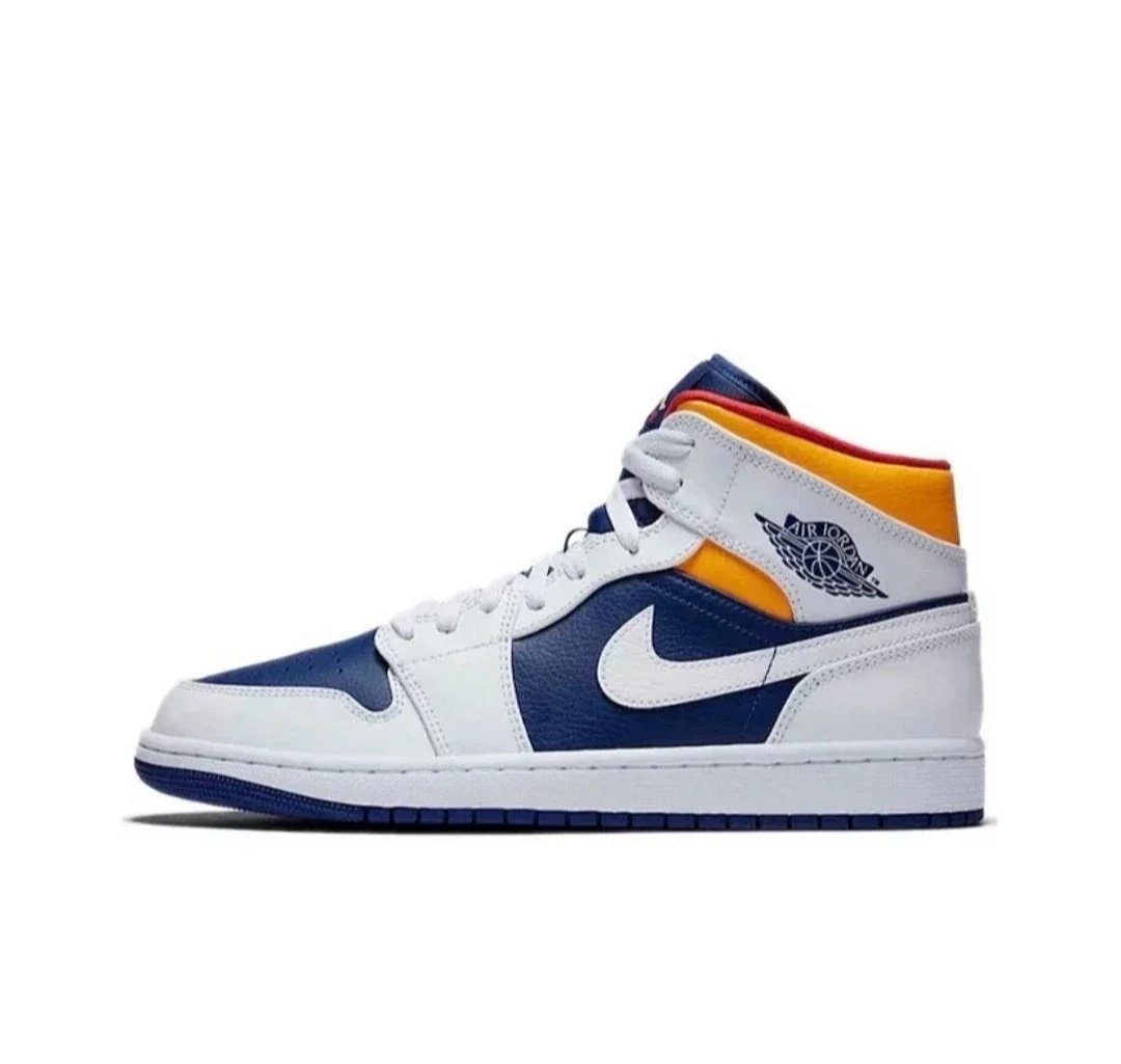 Nike Sneakers Air Jordan 1 Mid — White, blue, and yellow