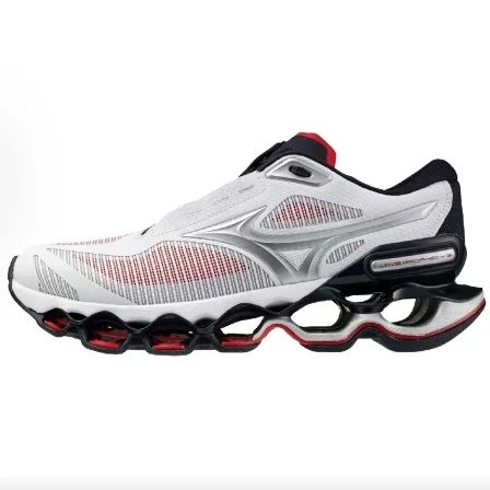 Mizuno Sneakers Wave Prophecy LS mechanical-cushioning — White, blue, and red J1GC 260002