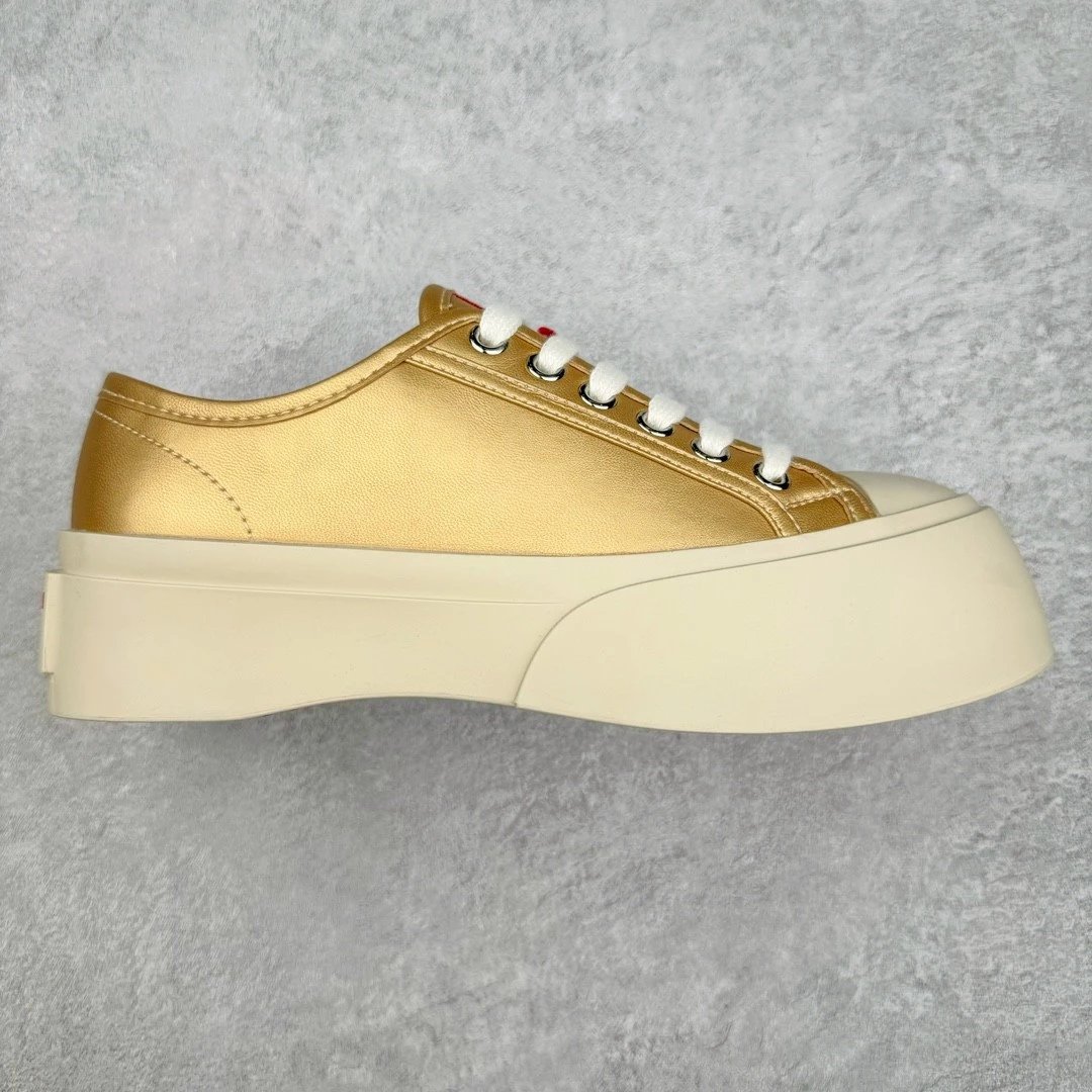 Unbranded Sneakers Platform Hook-and-Loop Mary Jane — Gold Leather Upper
