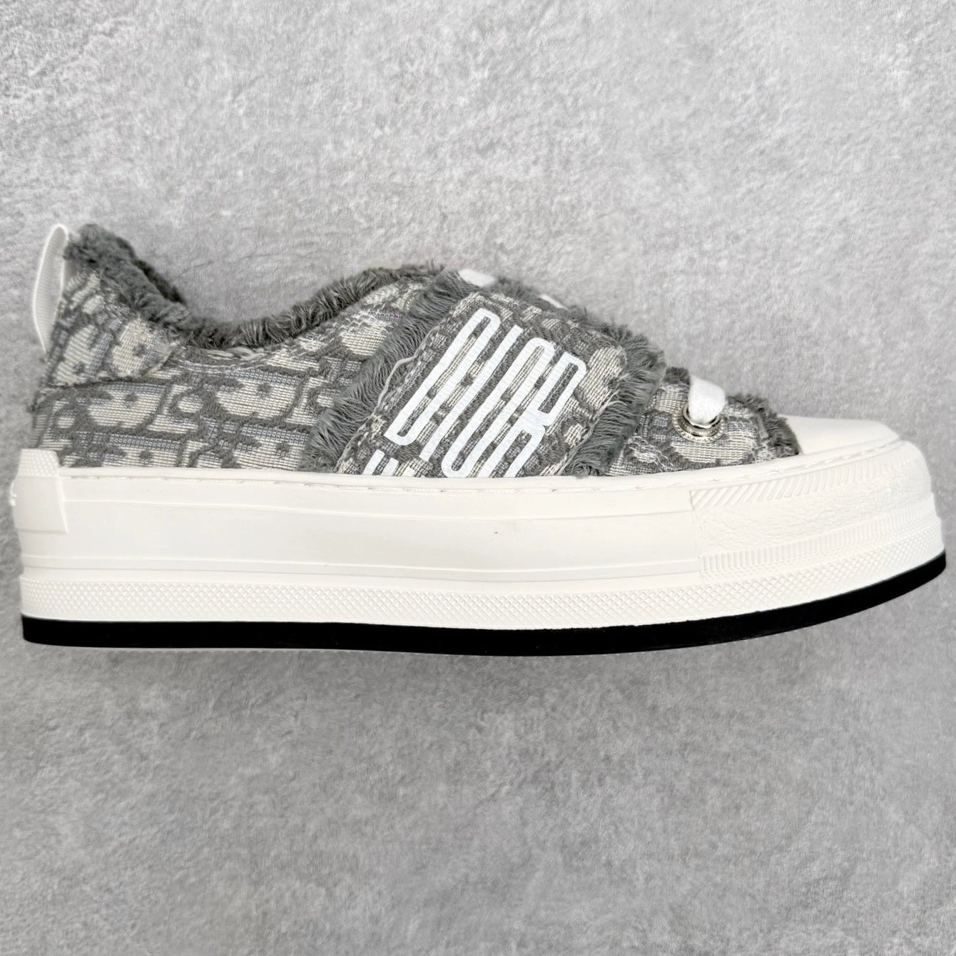 Dior Sneakers Low-Top Platform Canvas with Frayed Logo Strap — gray