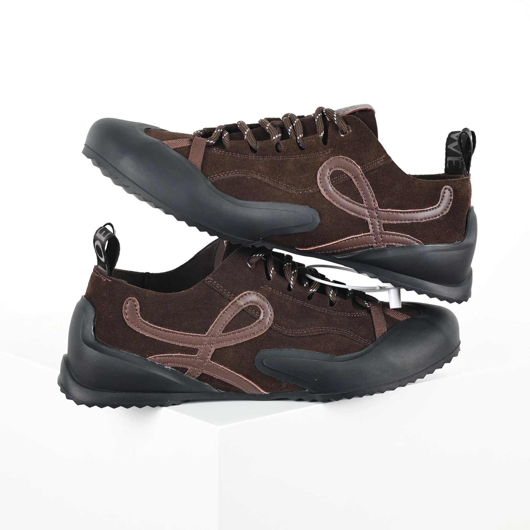 Loewe Sneakers Low-top suede lace-up with logo appliqué — Brown