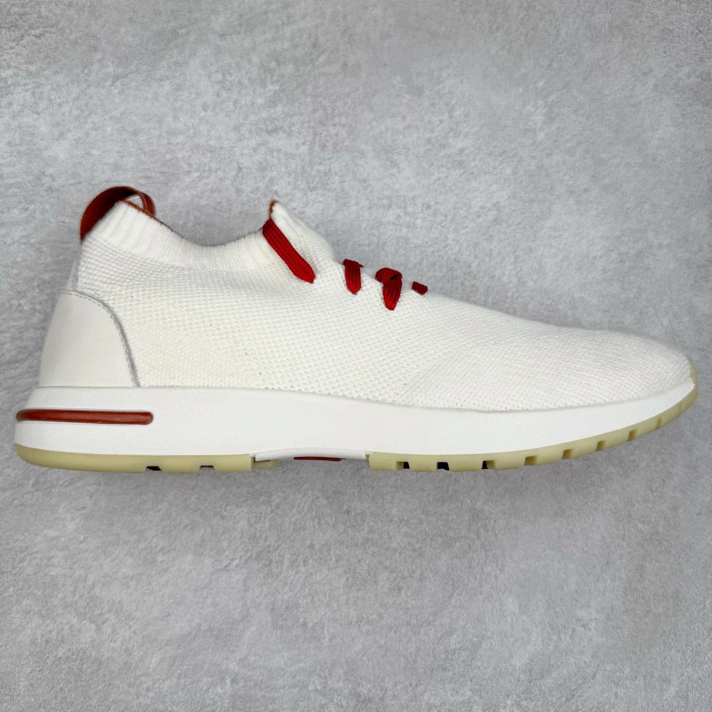 Unbranded Sneakers Knit Sock with Leather Heel Panels — white