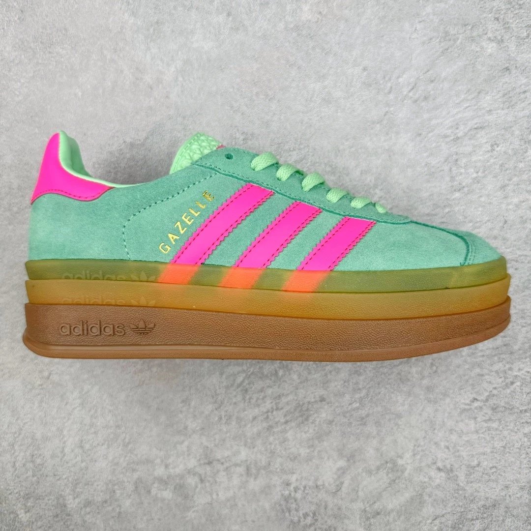 Adidas Sneakers Gazelle Bold platform — Green Rose Red Raw Rubber