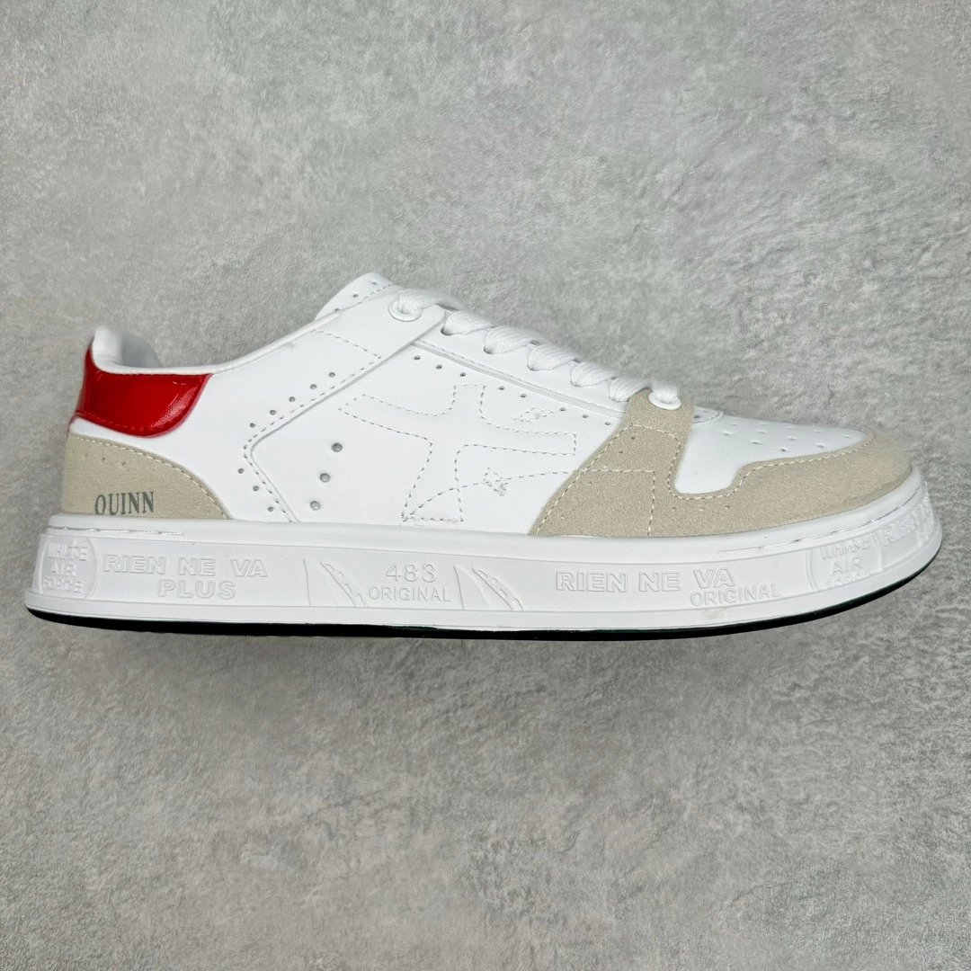 QUINN Sneakers Low-top lace-up with embossed graphic sole — White with a red tail