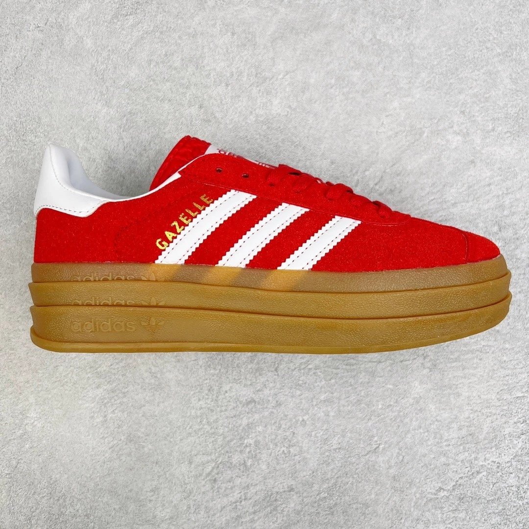 Adidas Sneakers Gazelle Bold platform — red and white raw rubber