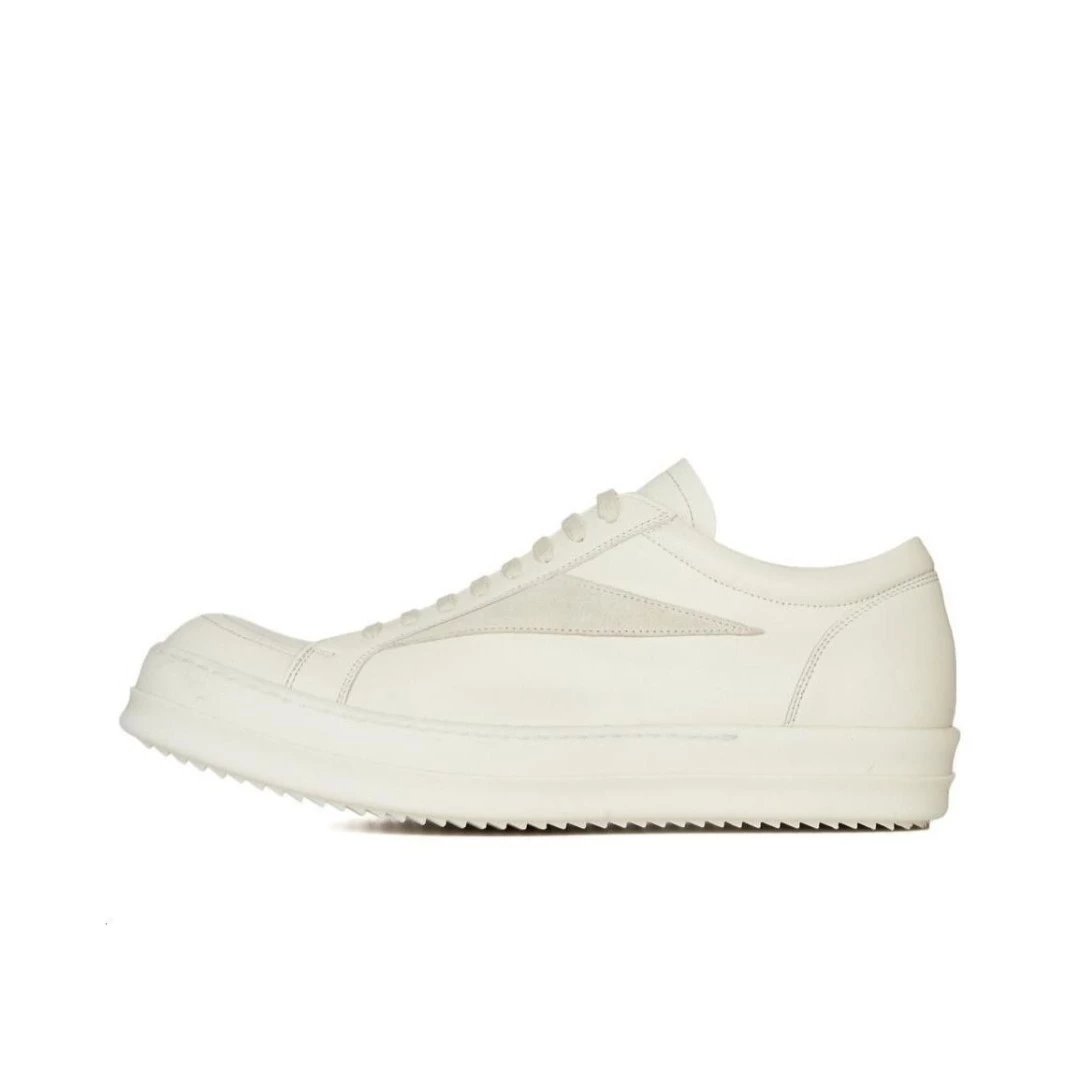 Rick Owens Sneakers Low-top lace-up with contrast side stripe and serrated sole — white RU01D3897LCOLVS-1111