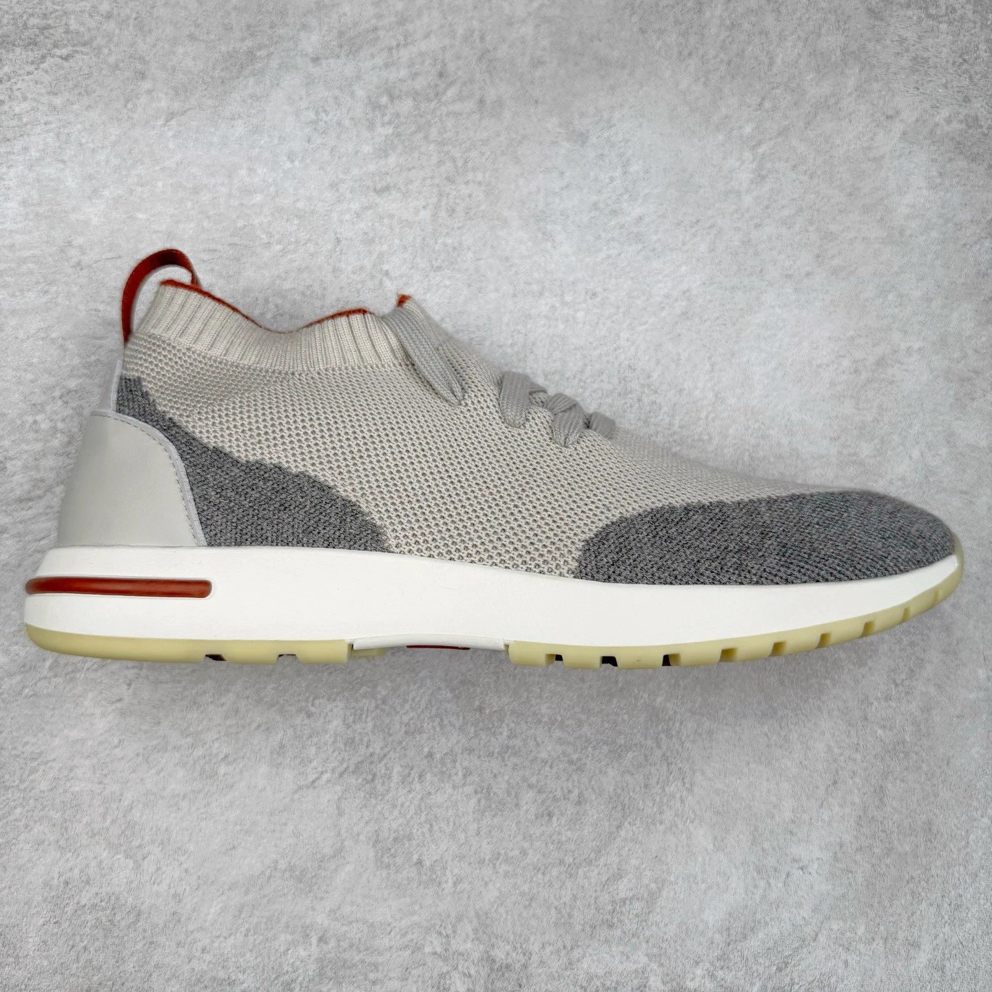 Unbranded Sneakers Knit Sock with Leather Heel Panels — gray