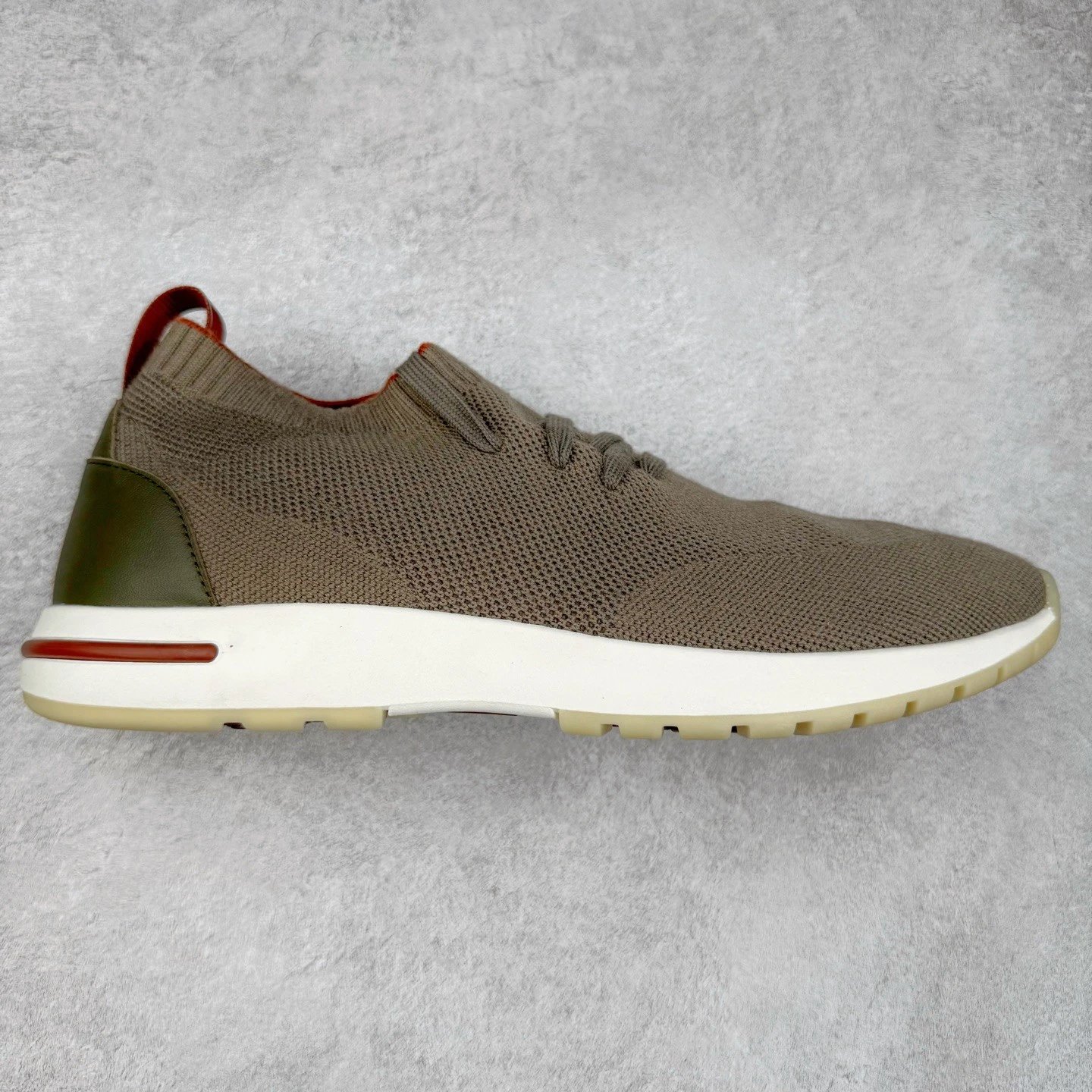 Unbranded Sneakers Knit Sock with Leather Heel Panels — brown