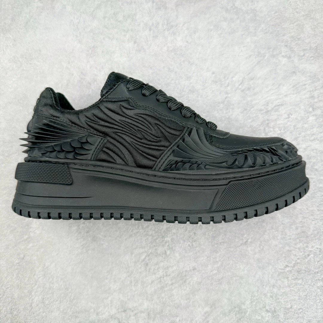 Shootbrand Sneakers Low-Top Wing-Embroidered Platform — Black