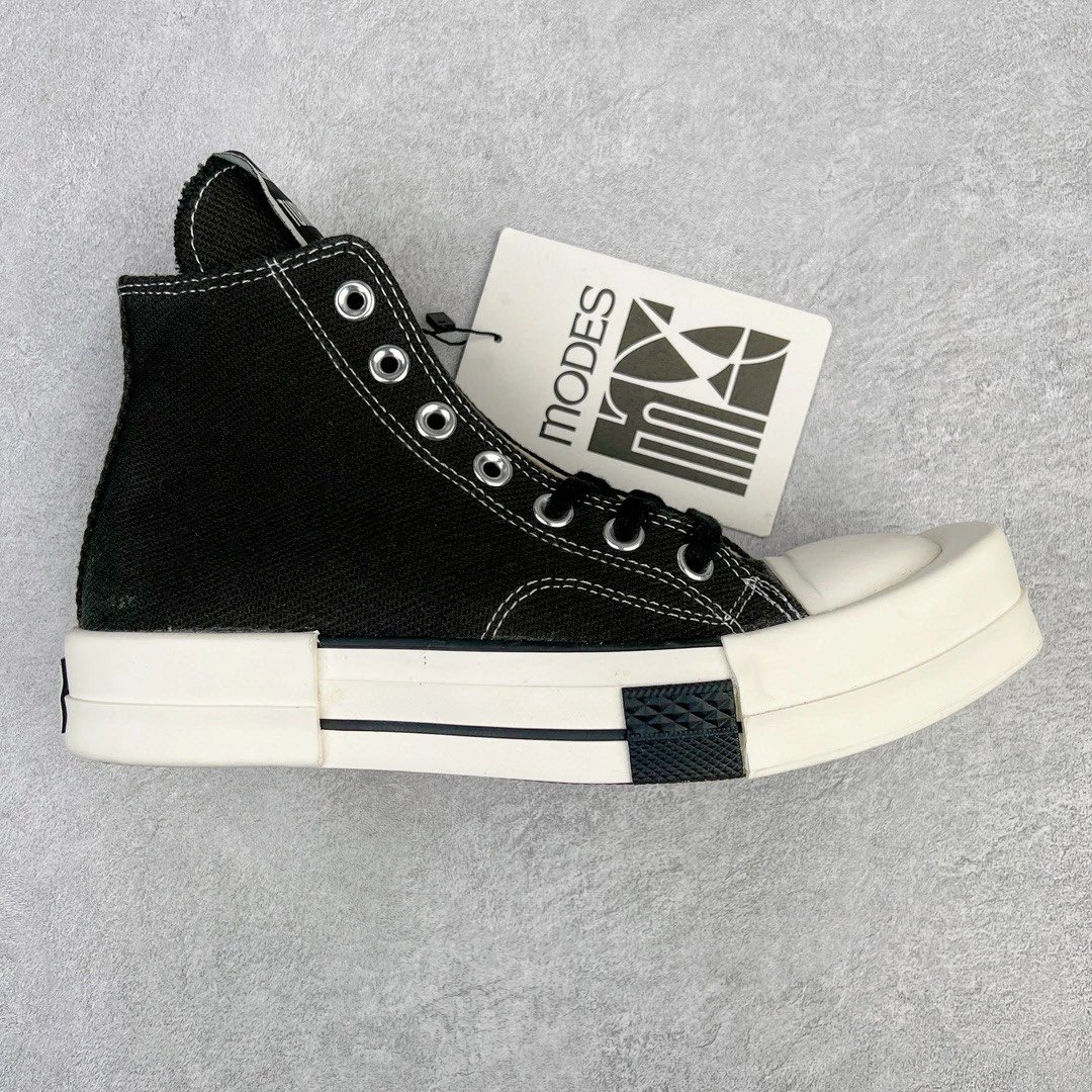Unbranded Sneakers Platform lace-up with contrast toe caps — Black Square Head High-top