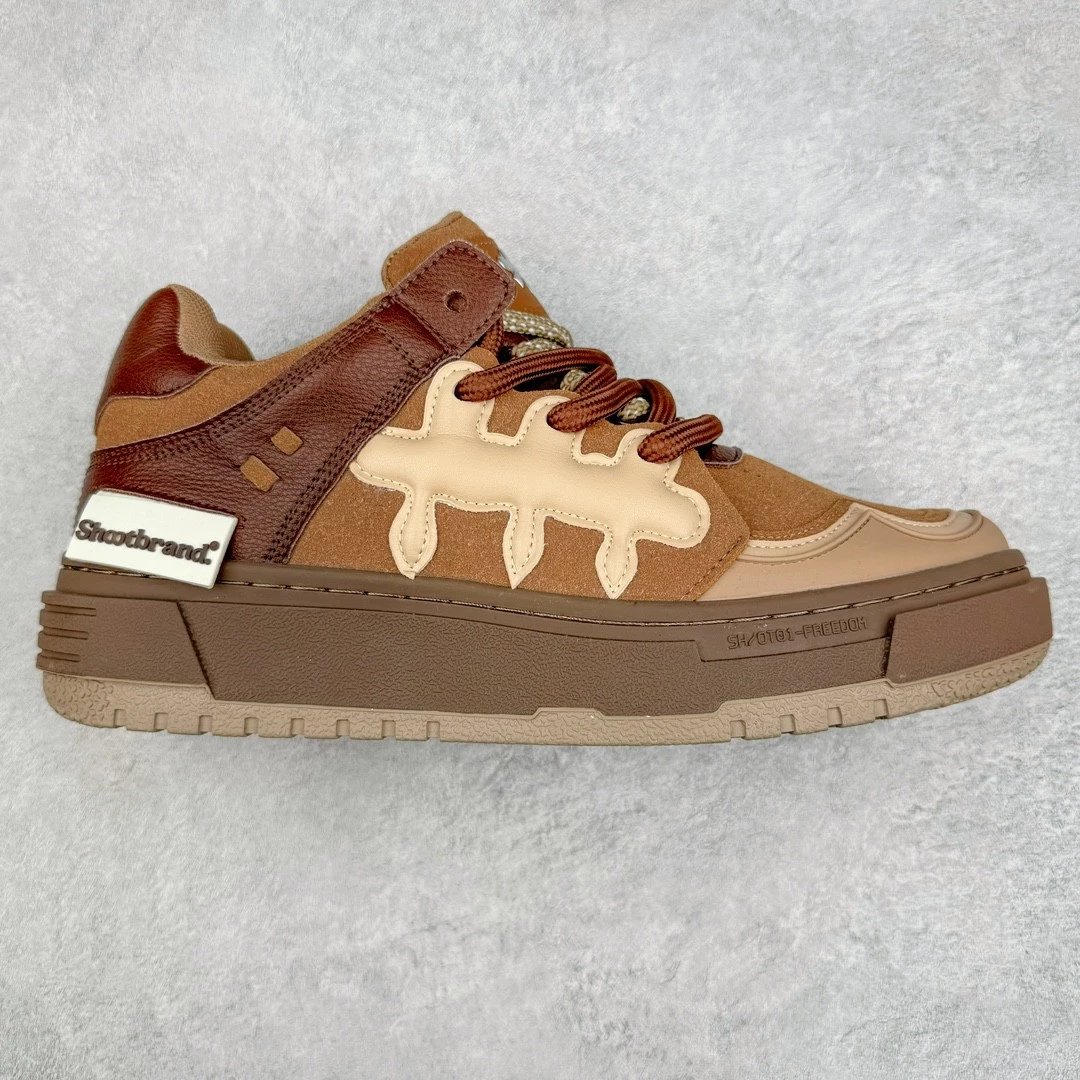 Shootbrand Sneakers Low-Top Wing-Embroidered Platform — Brown