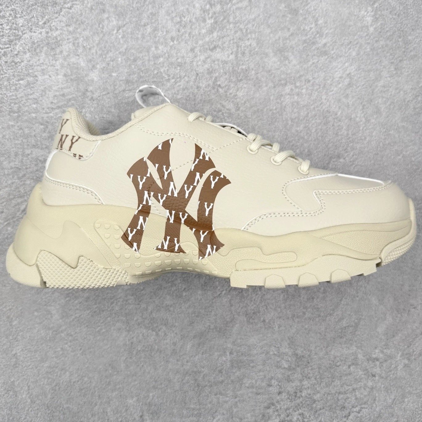 MLB Sneakers Low-Top Platform Baseball-Team Logo — Beige brown height increase