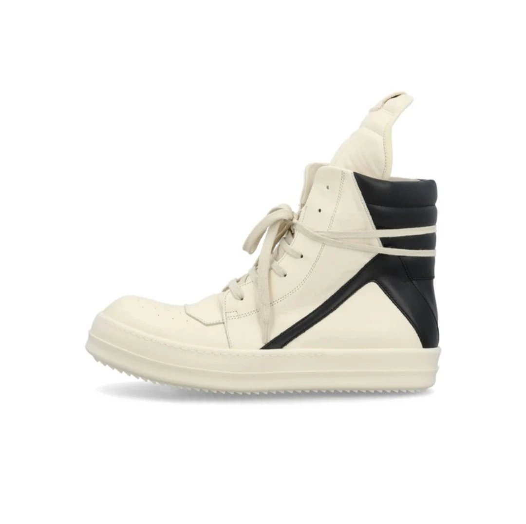 Rick Owens Sneakers Low-top lace-up with contrast side stripe and serrated sole — Black and white RU01C4894LPO-1191