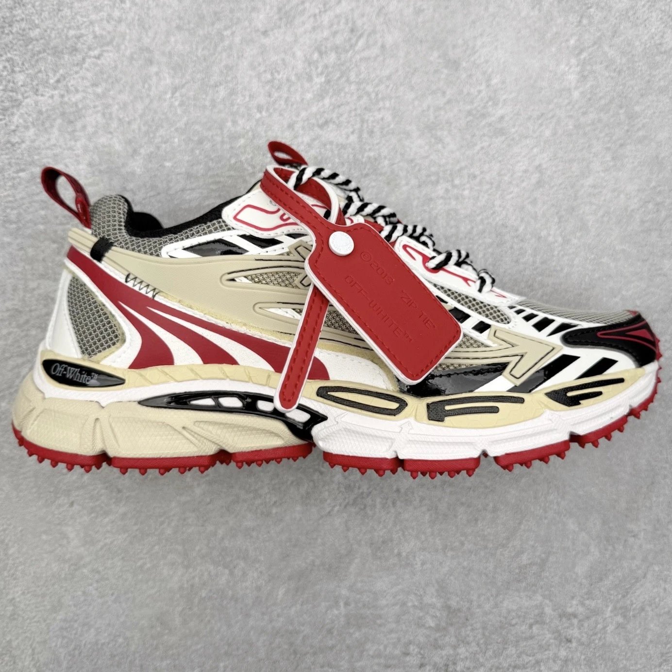 Off-White Sneakers Arrow-logo chunky with zip-tie detail — Beige and red