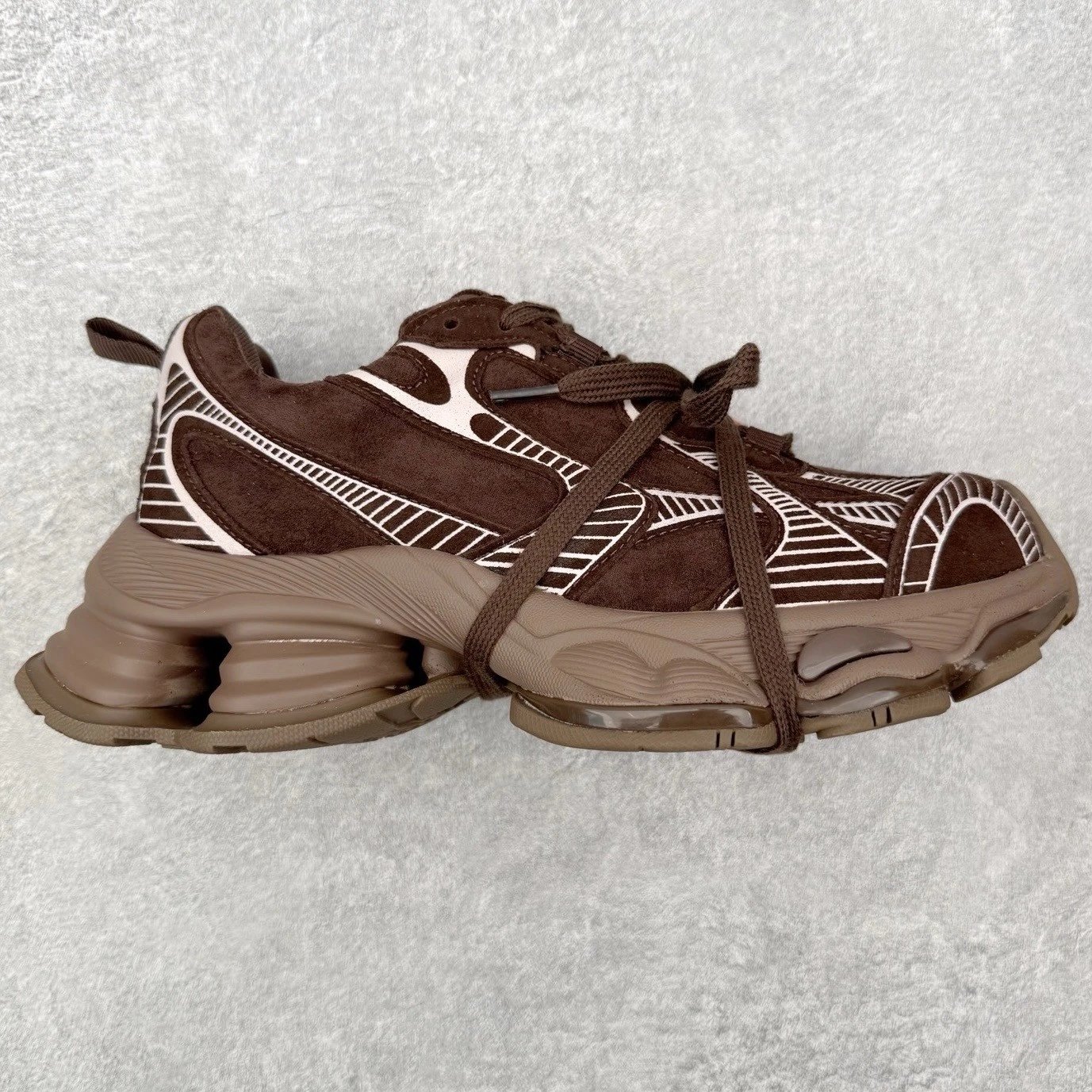 Unbranded Sneakers Mesh chunky with segmented platform sole — Coffee strap