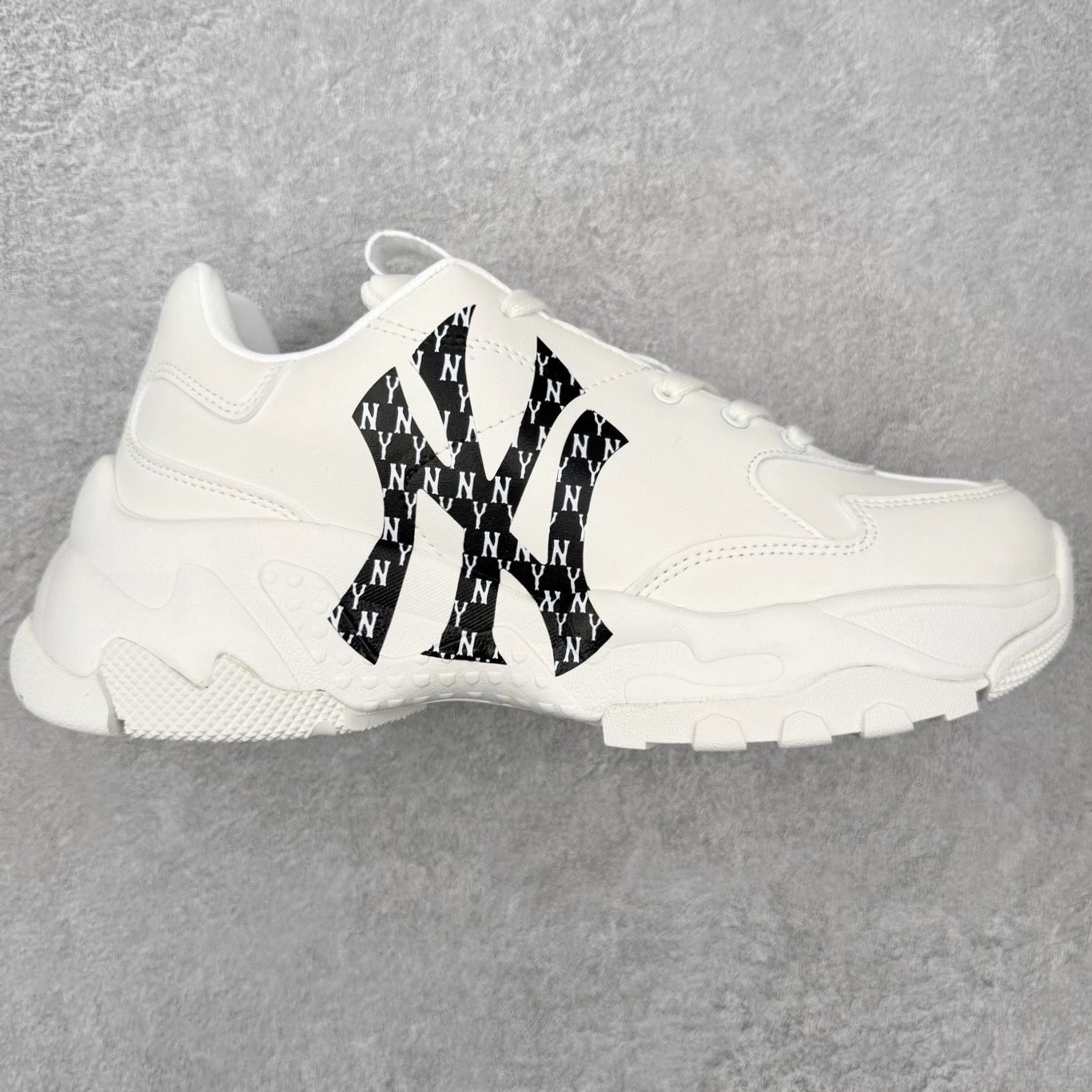 MLB Sneakers Low-Top Platform Baseball-Team Logo — Black and white print, height-increasing