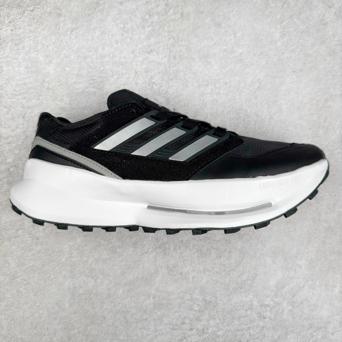 Unbranded Sneakers Low-top thick-soled with three-stripe side panels — Black silver white