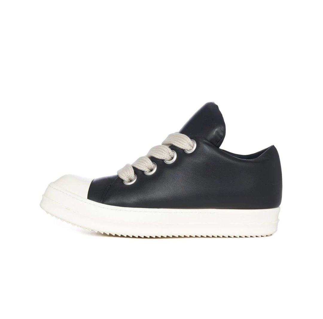 Rick Owens Sneakers Low-top lace-up with contrast side stripe and serrated sole — Black loafers RU02C7893LLPW 2-911