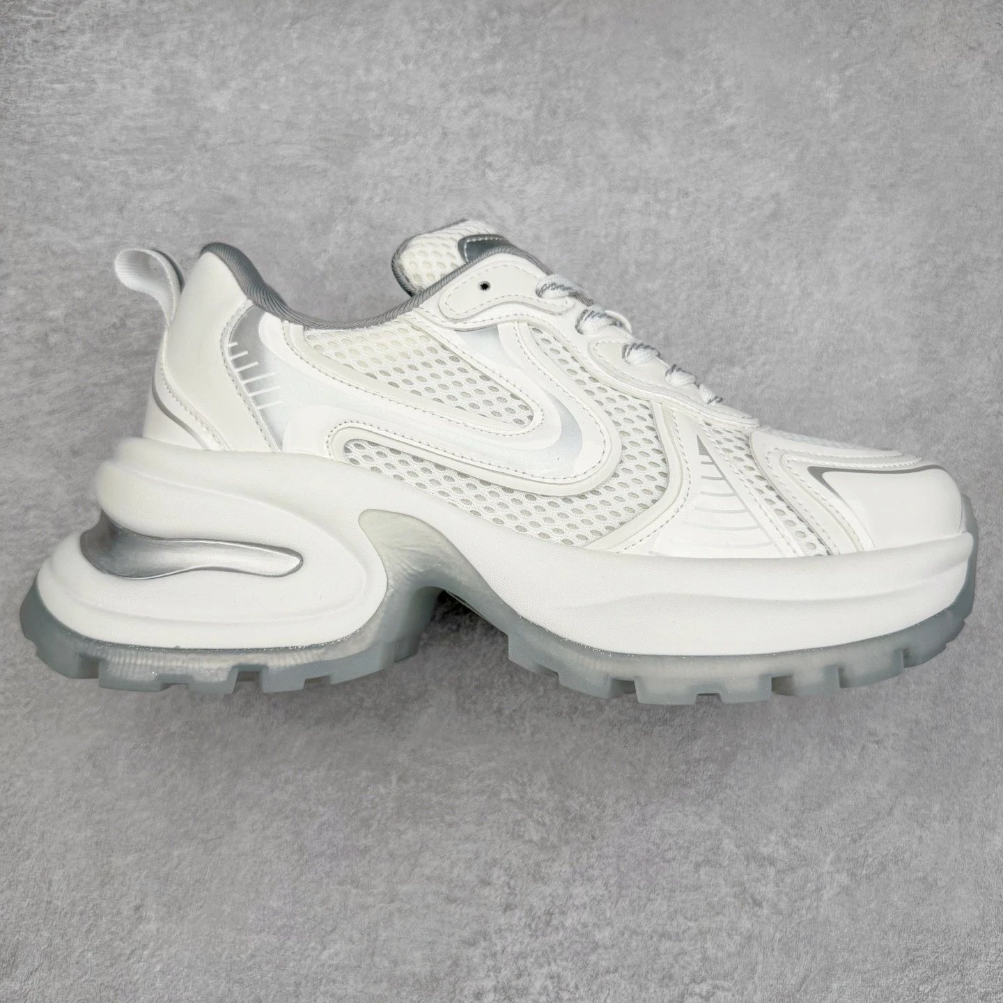 Unbranded Sneakers Mesh chunky with segmented platform sole — white