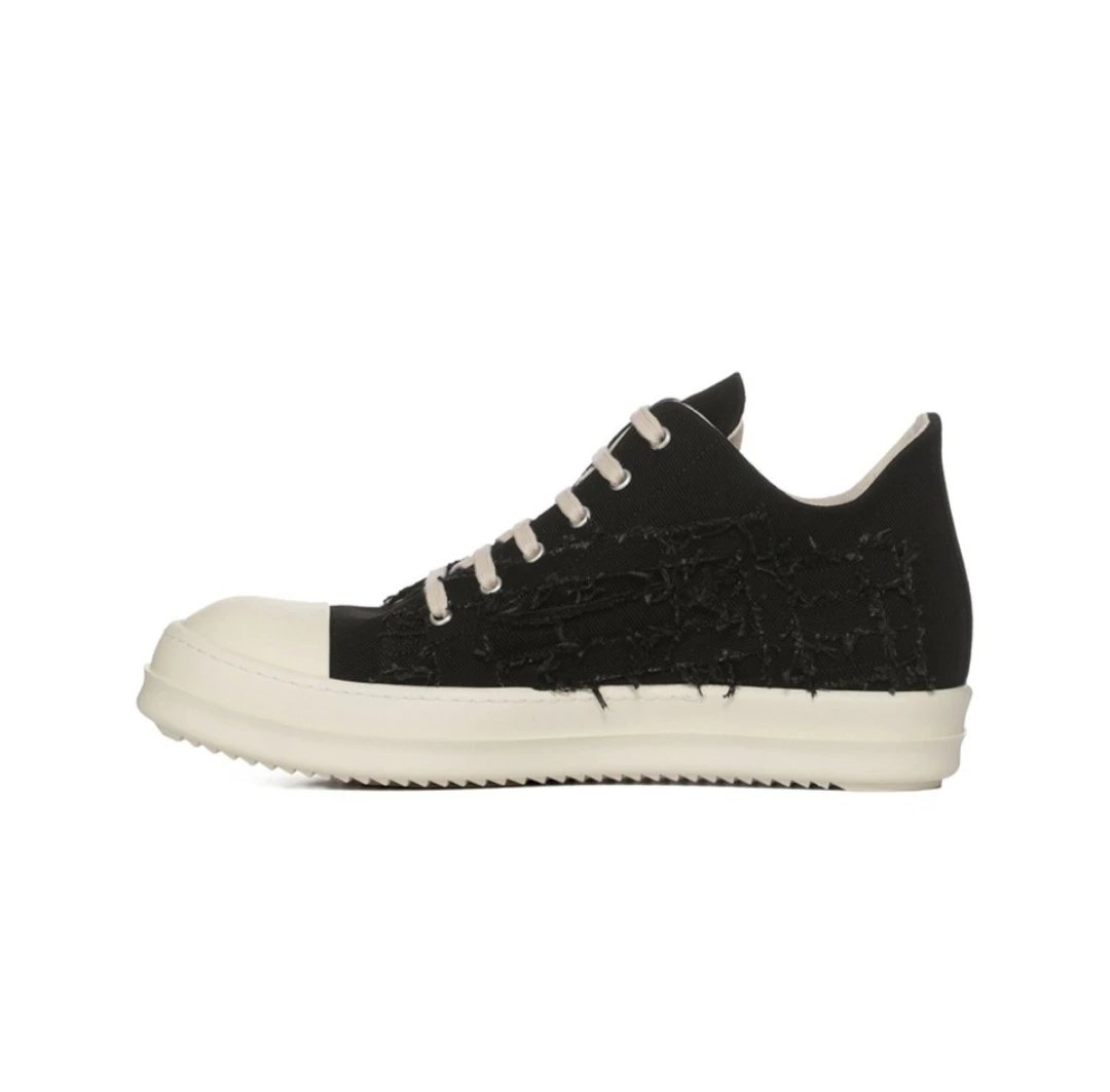 Rick Owens Sneakers Low-top lace-up with contrast side stripe and serrated sole — Denim DU01C6809SLASH-911