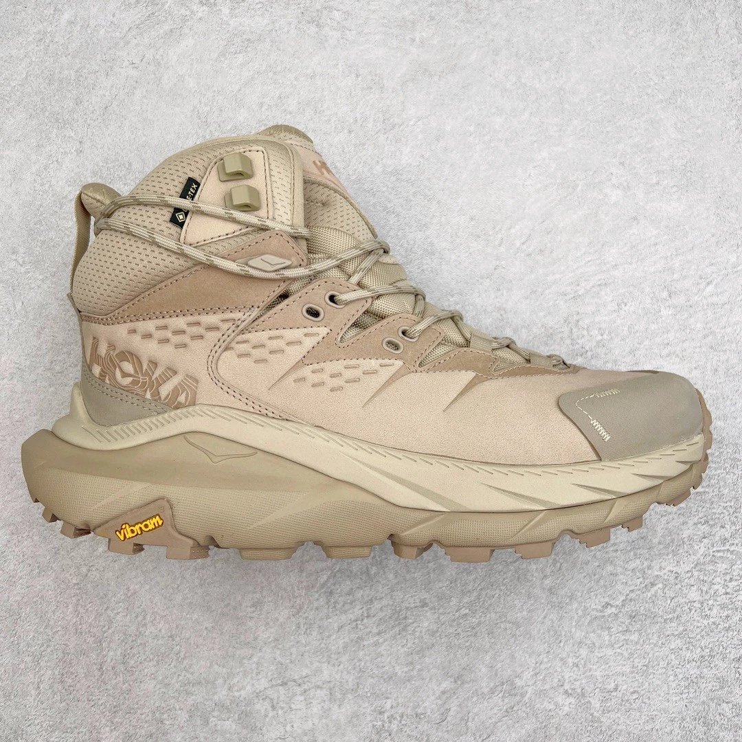 HOKA Sneakers Low-Top Trail with Lugged Vibram Soles — High-top khaki