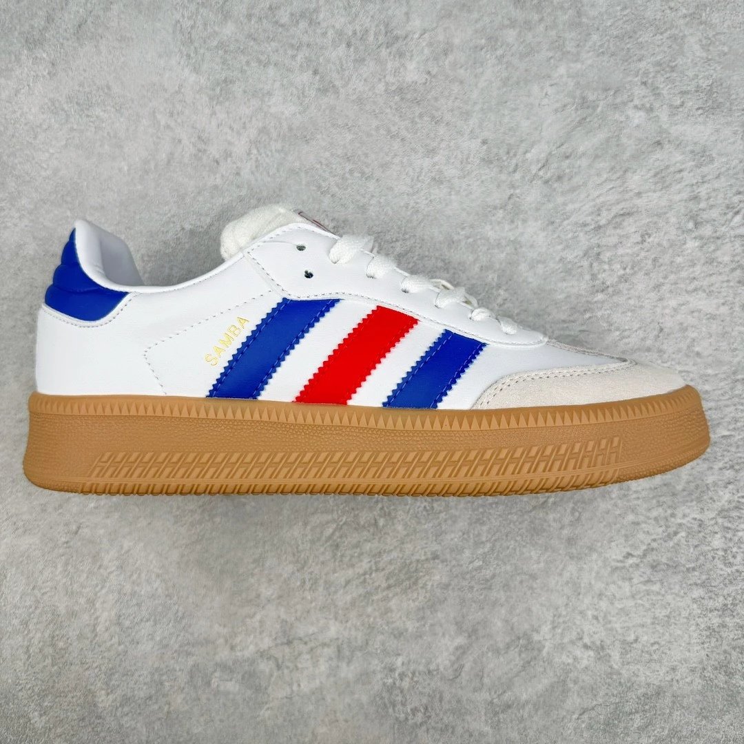 Unbranded Sneakers Samba platform with three-stripe side panels — White red blue