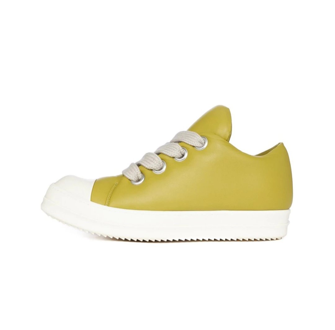 Rick Owens Sneakers Low-top lace-up with contrast side stripe and serrated sole — Light Green Bread Shoes RU02C7893LLPW 2-3211