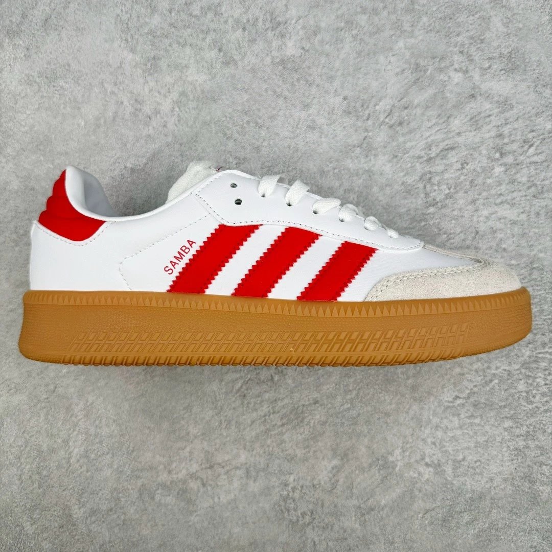 Unbranded Sneakers Samba platform with three-stripe side panels — White and red