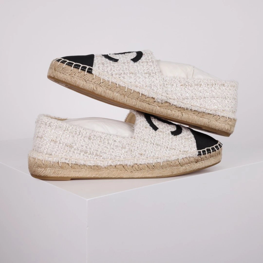 Chanel Casual Shoes Espadrille Slip-On — Black and white