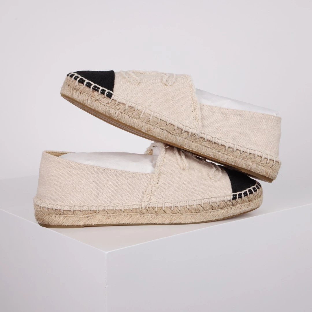 Chanel Casual Shoes Espadrille Slip-On — rice white canvas