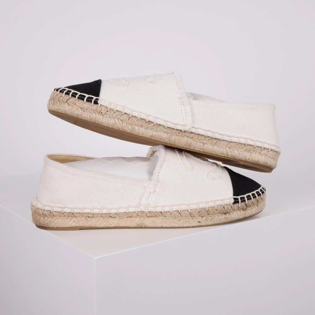 Chanel Casual Shoes Espadrille Slip-On — White canvas