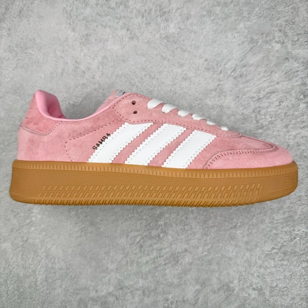 Unbranded Sneakers Samba platform with three-stripe side panels — Pink and white