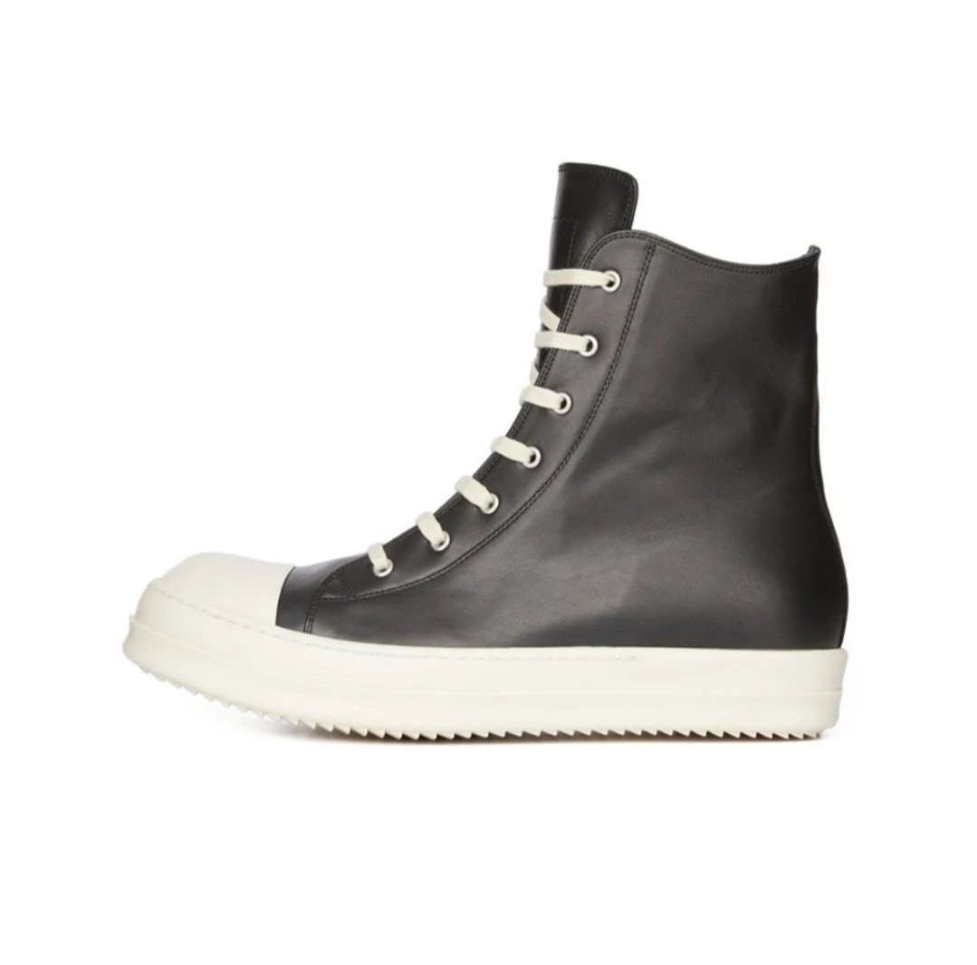 Rick Owens Sneakers Low-top lace-up with contrast side stripe and serrated sole — High-top leather upper RP01C5890LPO-911