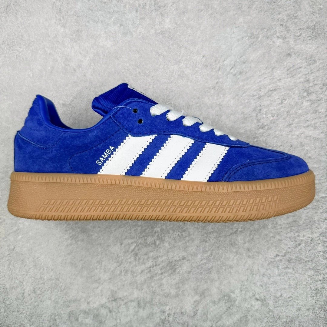Unbranded Sneakers Samba platform with three-stripe side panels — Blue and white