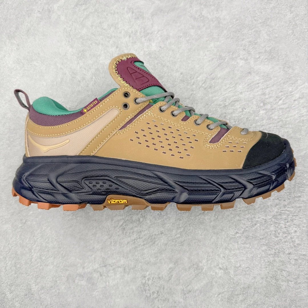 HOKA Sneakers Low-Top Trail with Lugged Vibram Soles — Khaki black