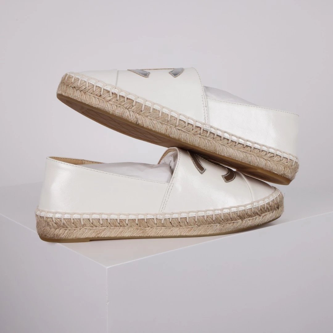 Chanel Casual Shoes Espadrille Slip-On — All white leather