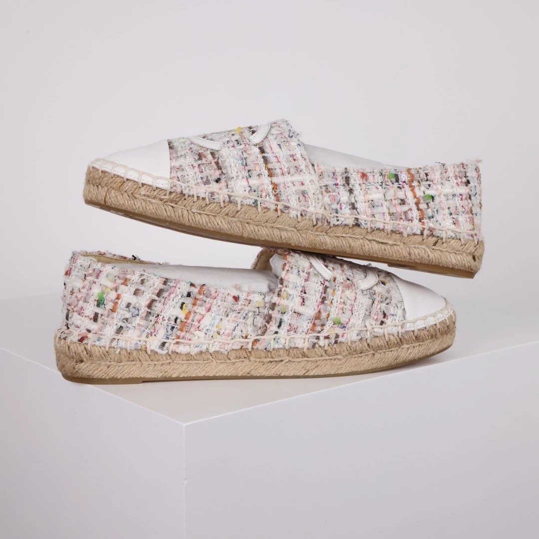 Chanel Casual Shoes Espadrille Slip-On — White flower color