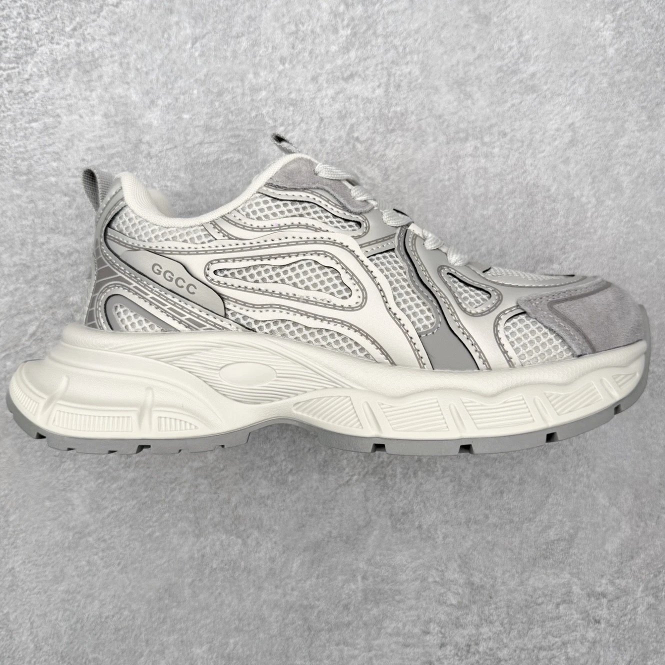 Unbranded Sneakers Mesh chunky with segmented platform sole — Silver gray