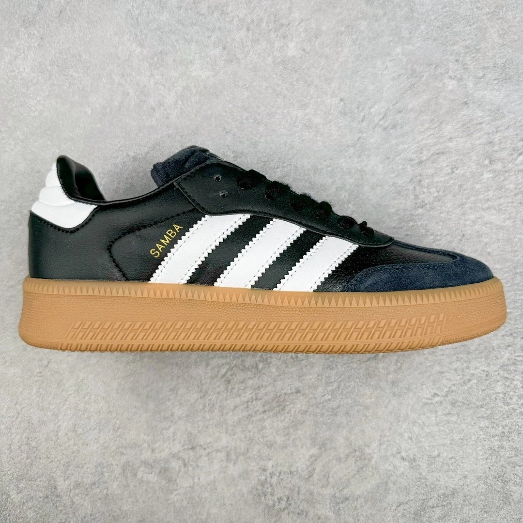 Unbranded Sneakers Samba platform with three-stripe side panels — Black and white